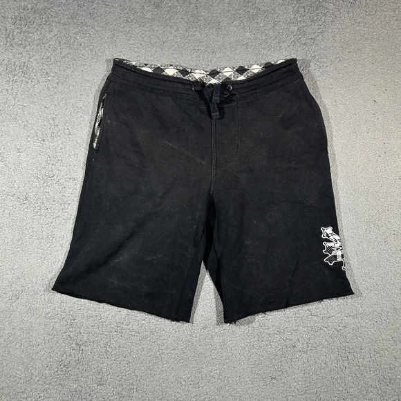 Zoo York Other - Y2k Zoo York Fleece Shorts Black Graphic Print Drawstring Men's Size Small #3369